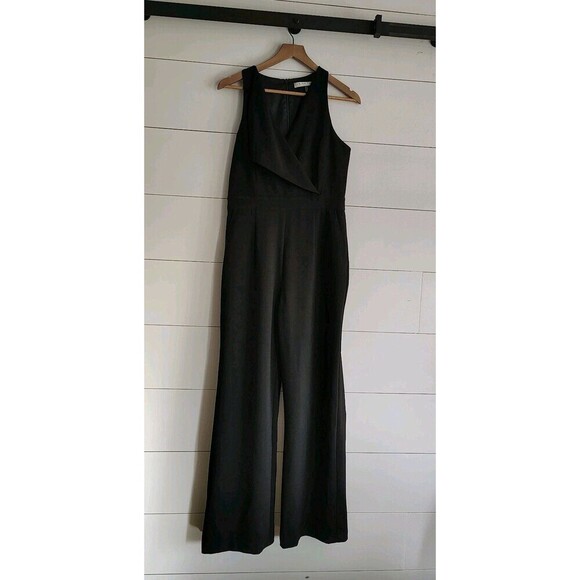 Trina Turk Black Size 6 Sleeveless Wide Leg Jumpsuit V-Neck Draped Front - Picture 2 of 9